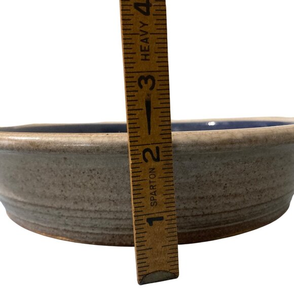 Clay City Pottery CCP Pie Plate Deep Dish Blue Stoneware Hearts Signed 10” - Picture 5 of 5